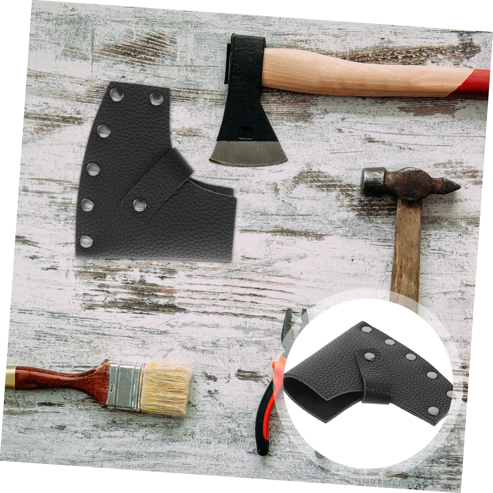 Fourreau De Hache En Cuir Véritable - Housse De Protection Pour Hache (env. 11x9cm)
