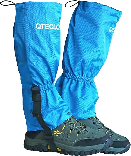 QTECLOR Polainas ajustables para hombre y mujer, para adolescentes, adultos, color negro, azul, verde, morado, zapatos de nieve para senderismo,