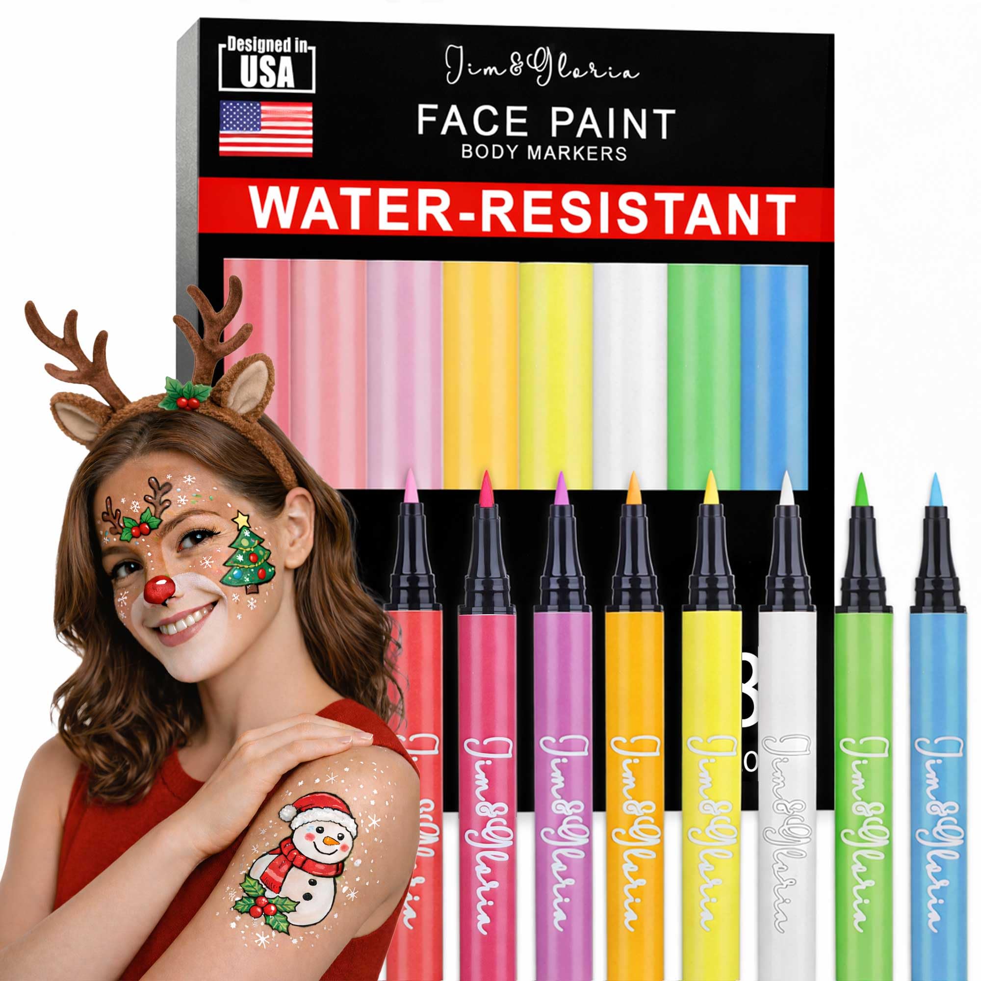 Jim&Gloria Water Resistant Face Paint Tattoo Pen, Temporary Tattoo Markers for Skin, Teen Girl Gifts Trendy Stuff, Body Paint, Makeup Christmas Gifts