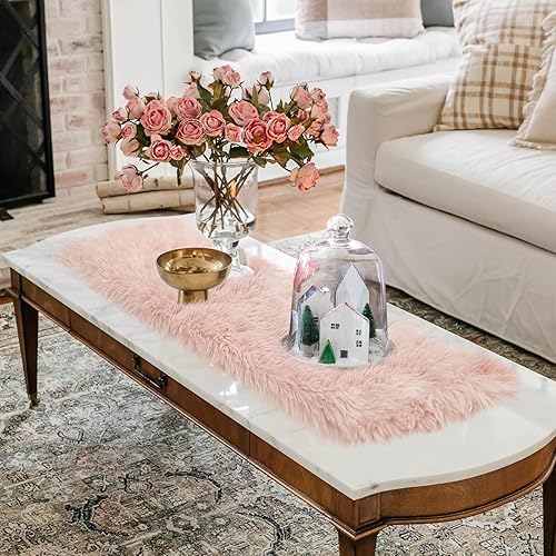 Miniatura 6 de yuboo Camino de mesa rosa rubor, camino de tocador esponjoso para dormitorio, cubierta de tocador, cubierta de mesita de noche, decoración del hogar