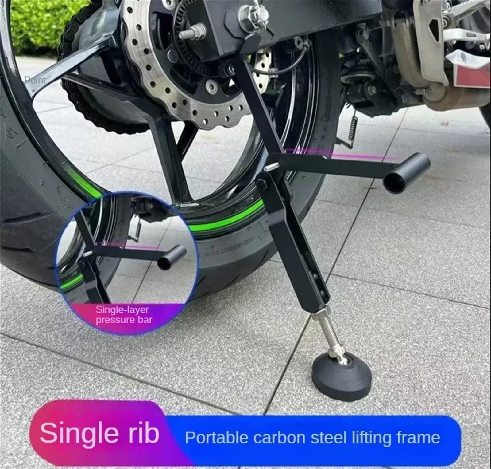 adapter podpórki Podpórka Pod Motocykl Koło Boczna Paddock Stajnia Konserwacja Do Parkowania Narzędzie Składane Przenośne Praca(Single rib)