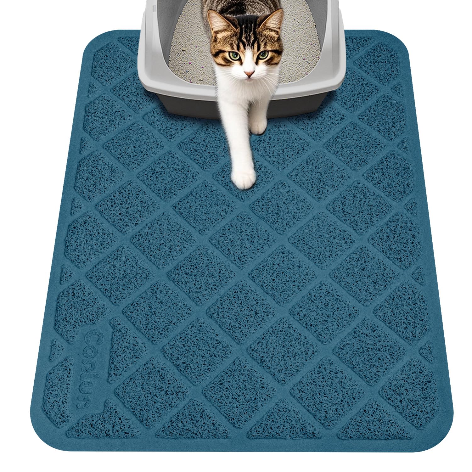 Conlun Cat Litter Mat Litter Trapping Mat, 24" x 17" Navy