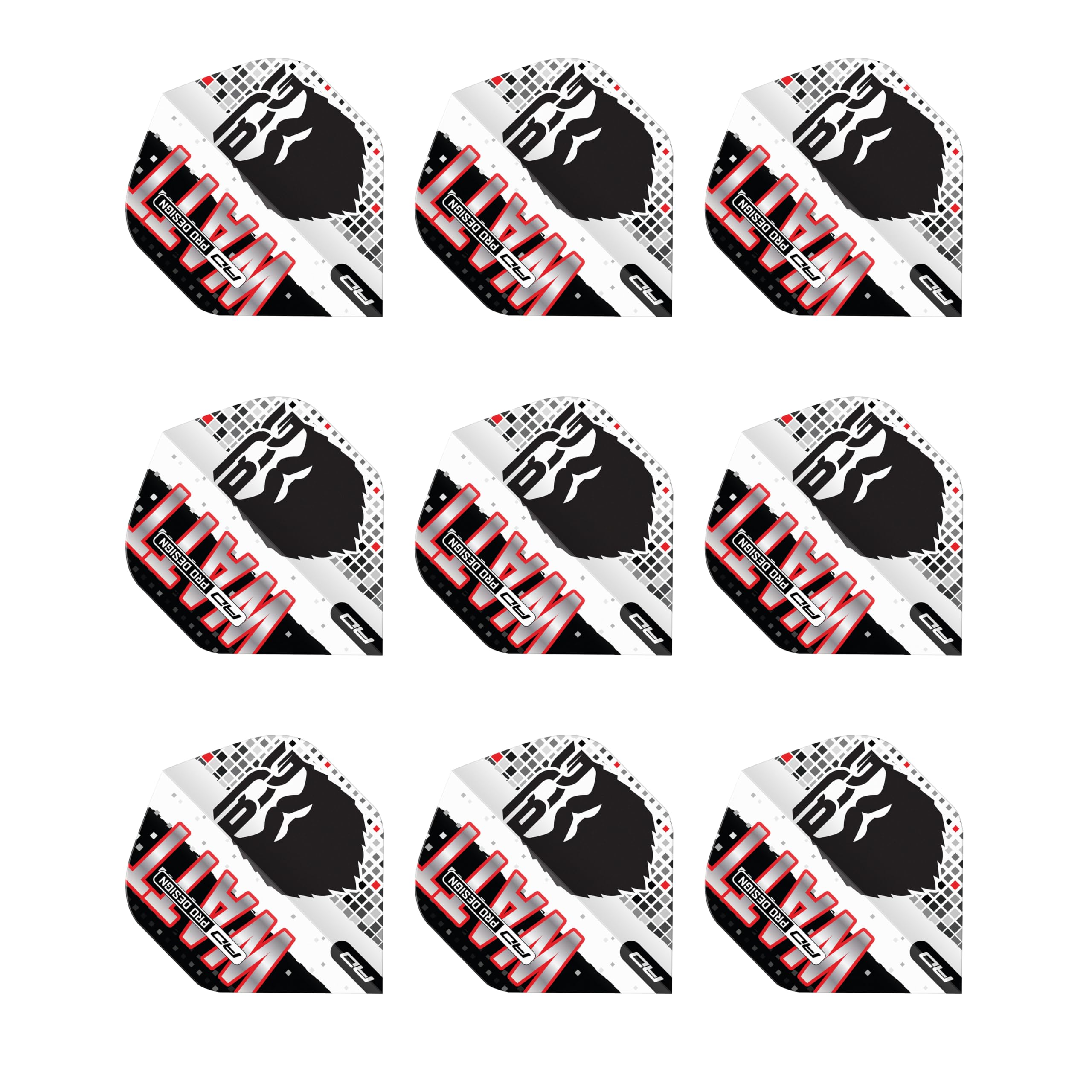 RED DRAGON Professional Player Jason Watt Hardcore Premium Standard Extra Thick - 100 micron Dart Flights 3 Sets Per Pack (9 Dart Flights in total) — image 1