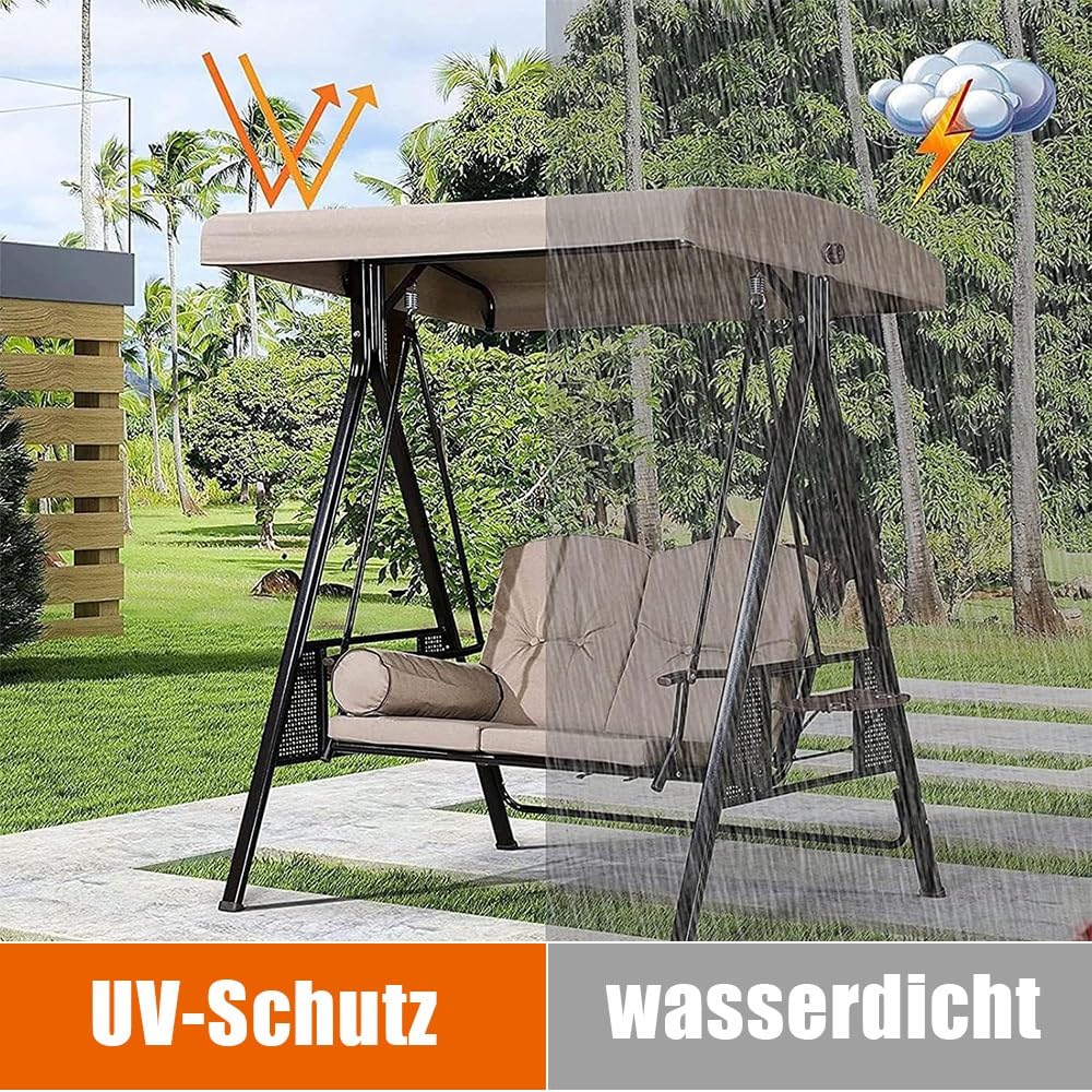 Toit De Rechange pour Balancelle Jardin 191x120cm 213x122cm Housse De Toit pour Balancelle en Tissu Oxford, Auvent Balançoire Imperméable(Gray,75x47x9in(191x120x23cm))