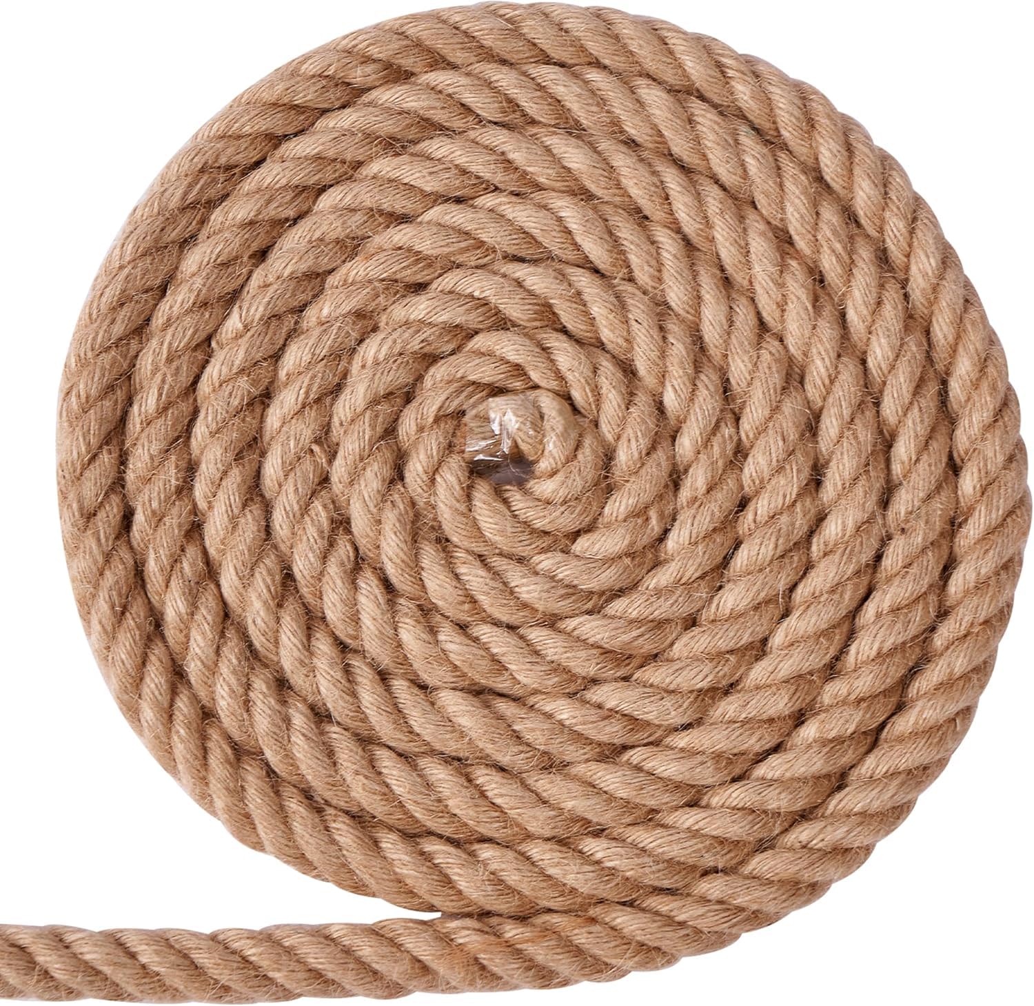 Cuerda de yute de 1 1/2 pulgadas x 100 pies, cuerda de cáñamo natural, cuerda gruesa, cuerda de columpio, cuerda resistente disponible como cuerda de tirón de guerra, cuerda náutica, cuerda de