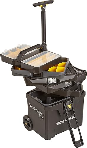 Miniatura 2 de Topeak PrepStation Pro Bike Tool Station - Taller profesional de ruedas con 55 herramientas (85 funciones), 7 compartimentos, base extensible, mango