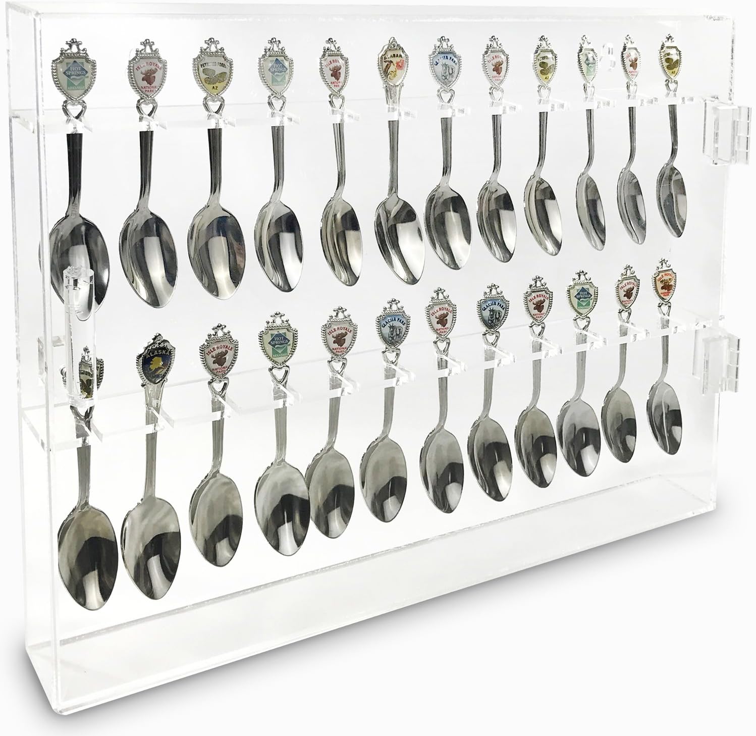 Ikee Design Premium Acrylic Souvenir Spoon Display Case, Wall Mountable Spoon Collections Organizer Storage Holder, Tea Spoon Storage Display Box, 13 7/8”W x 1 3/4”D x 10 7/8" H