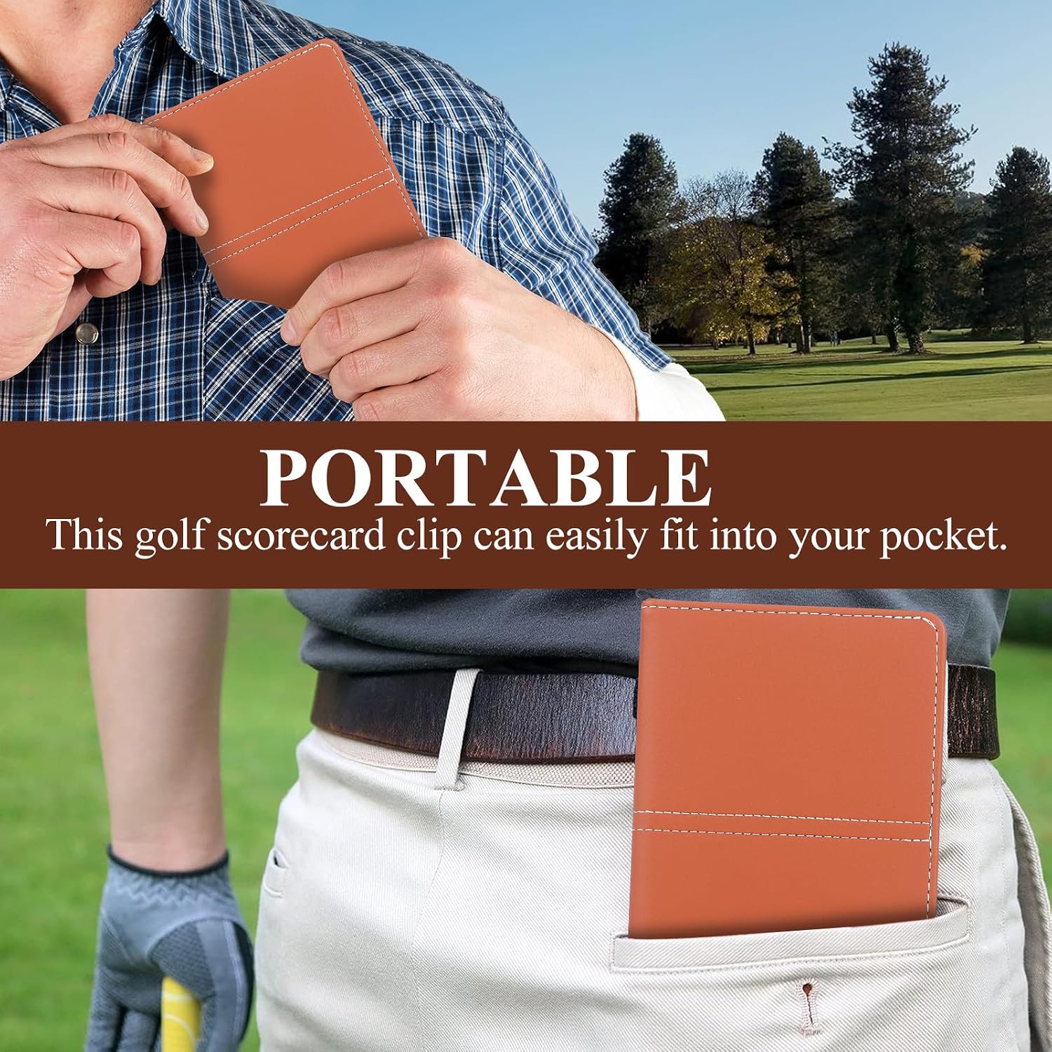 Toyvian PU Leather Golf Scorecard Holder, Professional Golf Score Book Notebook for Men Women Lightweight Yardage Book Cover Essential Accessories for Tournament Training