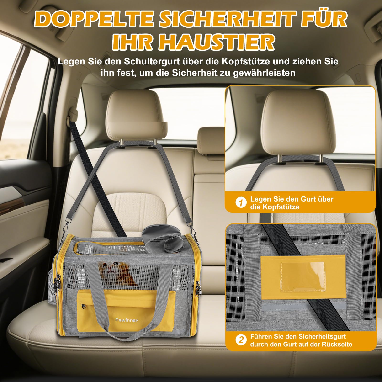 Trasportino per cani con ruote, 45 x 33 x 33 cm, con trolley per auto e aereo, pieghevole, traspirante, portatile, per cani e gatti fino a 9 kg