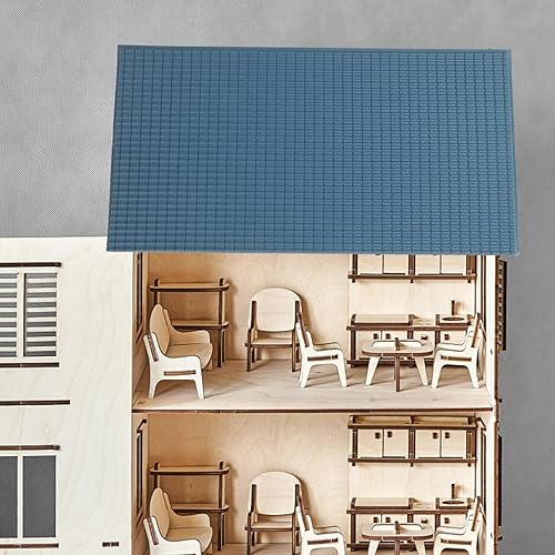 Miniatura 2 de TOYANDONA Juego de 6 piezas de azulejos de techo de casa de muñecas azules, juego de construcción para mesa de arena, accesorios de paisaje micro