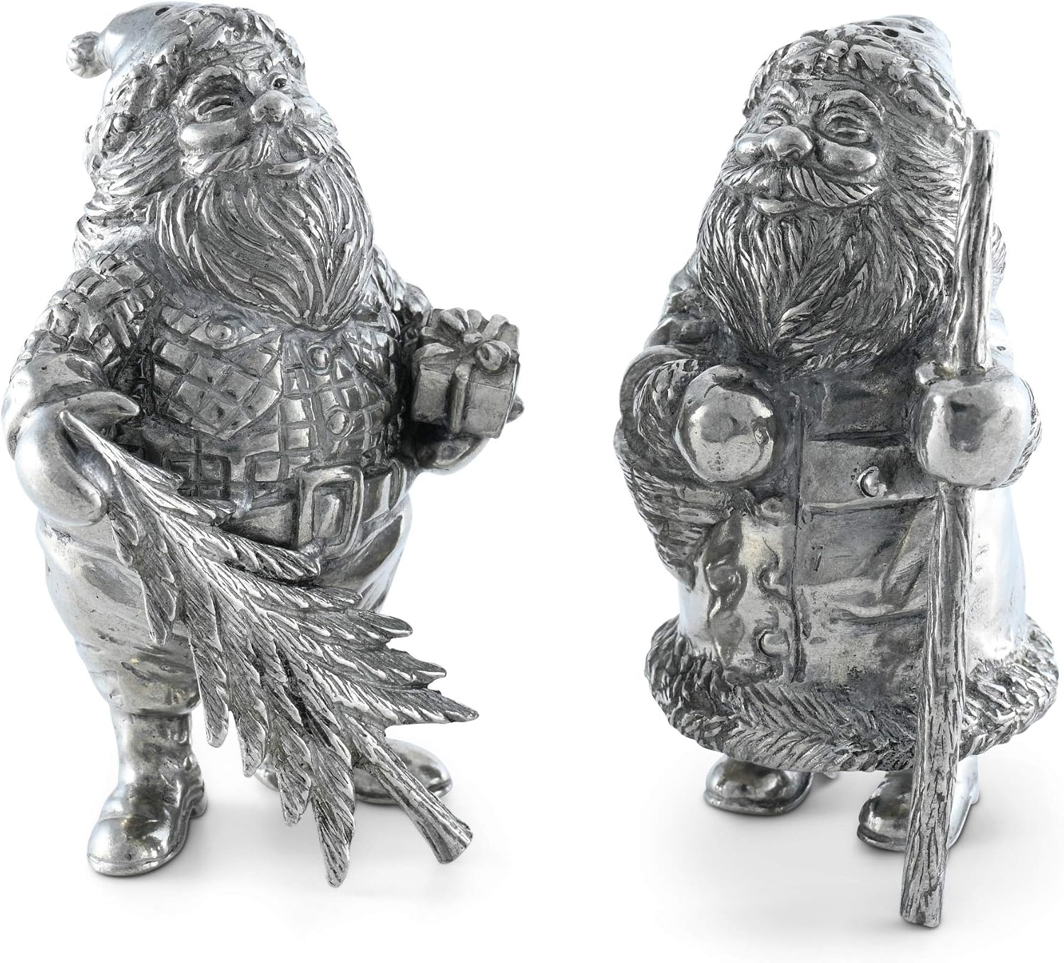 Vagabond House Pewter St. Nick/Santa Salt and Pepper Shaker Christmas Artisanal Gift 4 inch Tall