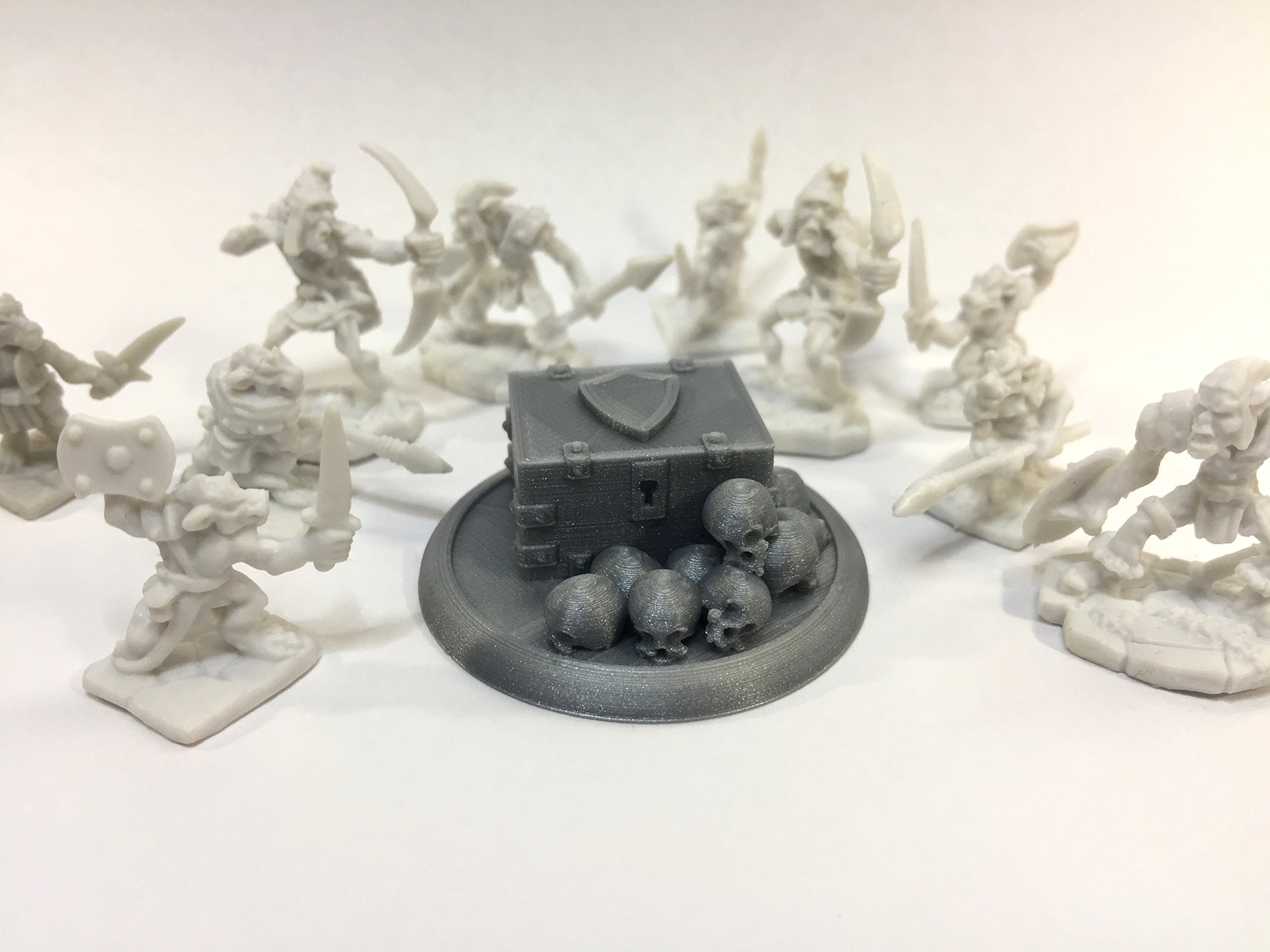 Kobold Goblin Treasure Chest Minion Army Bundle - Goblins (6), Kobolds (6), 3D Printed Knights Treasure Chest Skulls (1) - Reaper Bones Miniatures