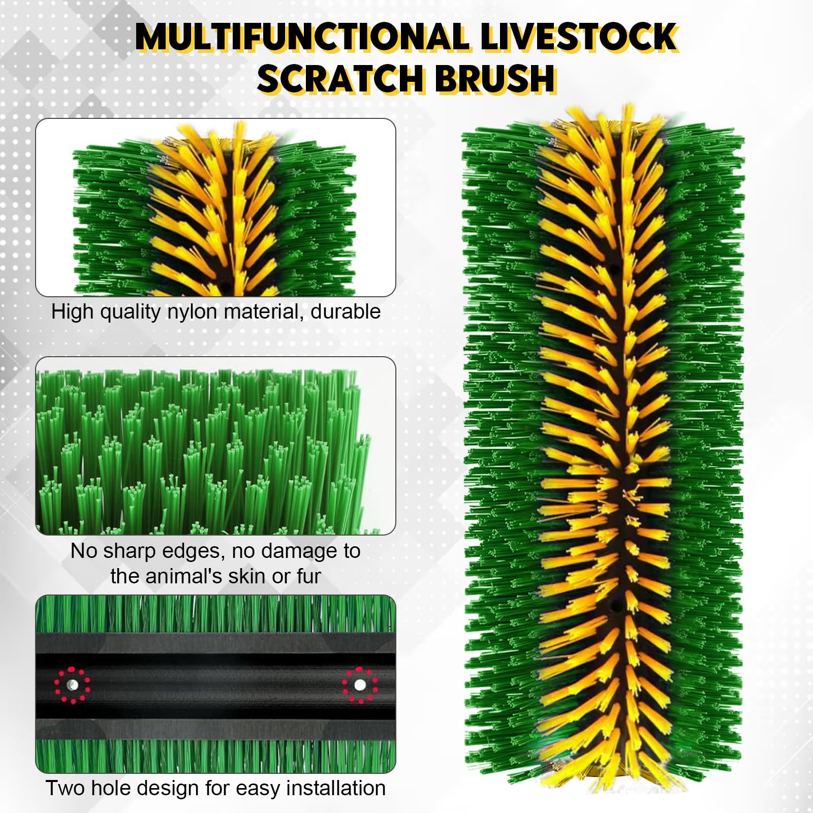 2 Brosses à Gratter pour Bétail, Grattoir universel pour Cheval, Brosse de Massage Complet pour Cheval Chèvre Vaches Moutons Cochons Bétail (Jaune et Vert)