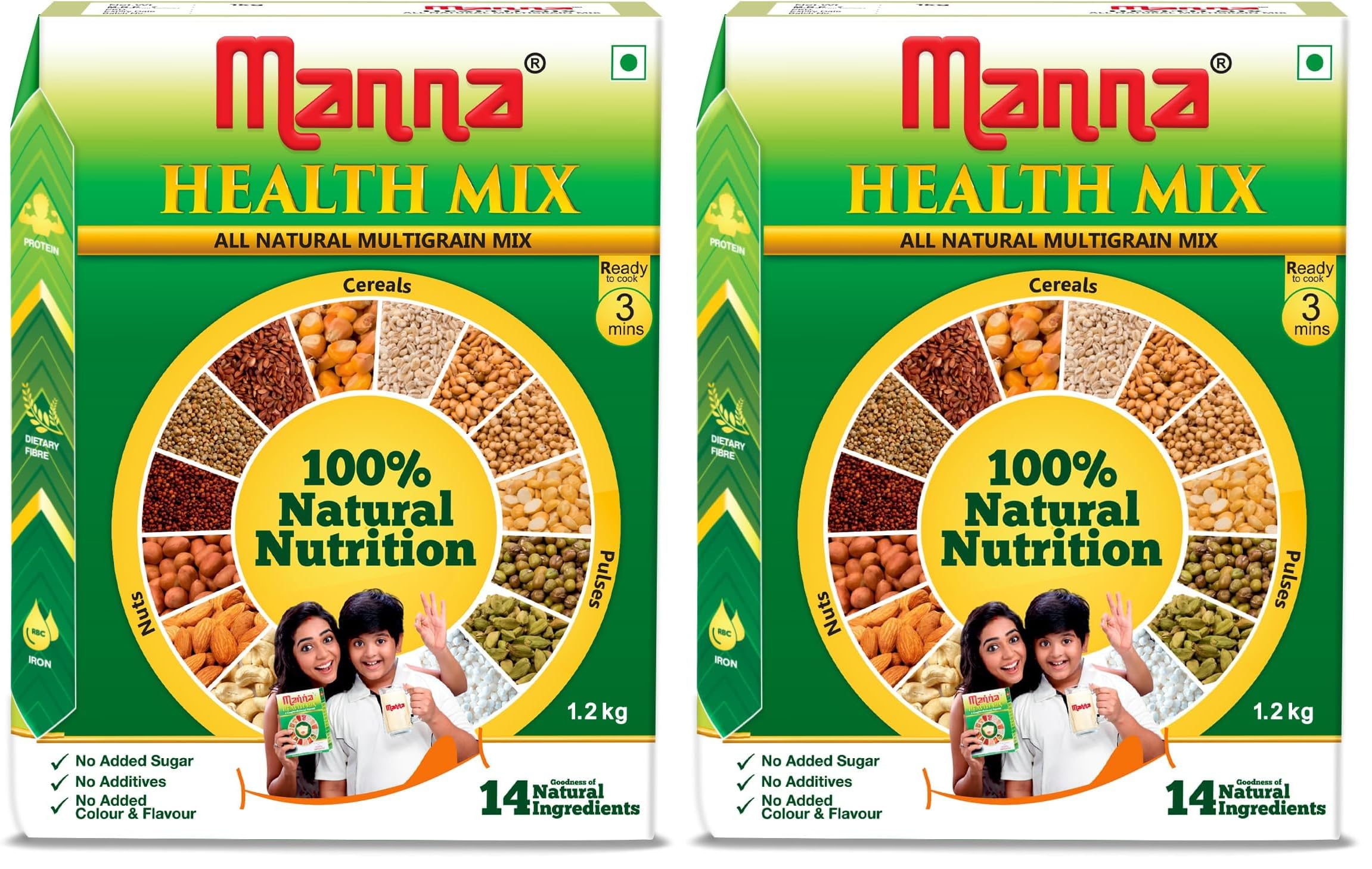 Manna Health Mix 1.25 Kg, All Natural Nutrition Drink, with 14 ingredients, Zero Sugar. (Pack of 2)-picture-10