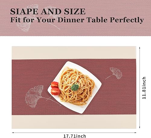 Miniatura 3 de Juego de 4 manteles individuales, tapete aislante de PVC, lavables y duraderos, manteles individuales para uso en interiores y exteriores (hojas de