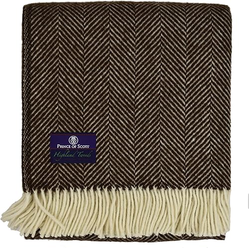 Miniatura 4 de Prince of Scots Highland Tweed - Manta de lana virgen 100% pura (grano de vainilla)