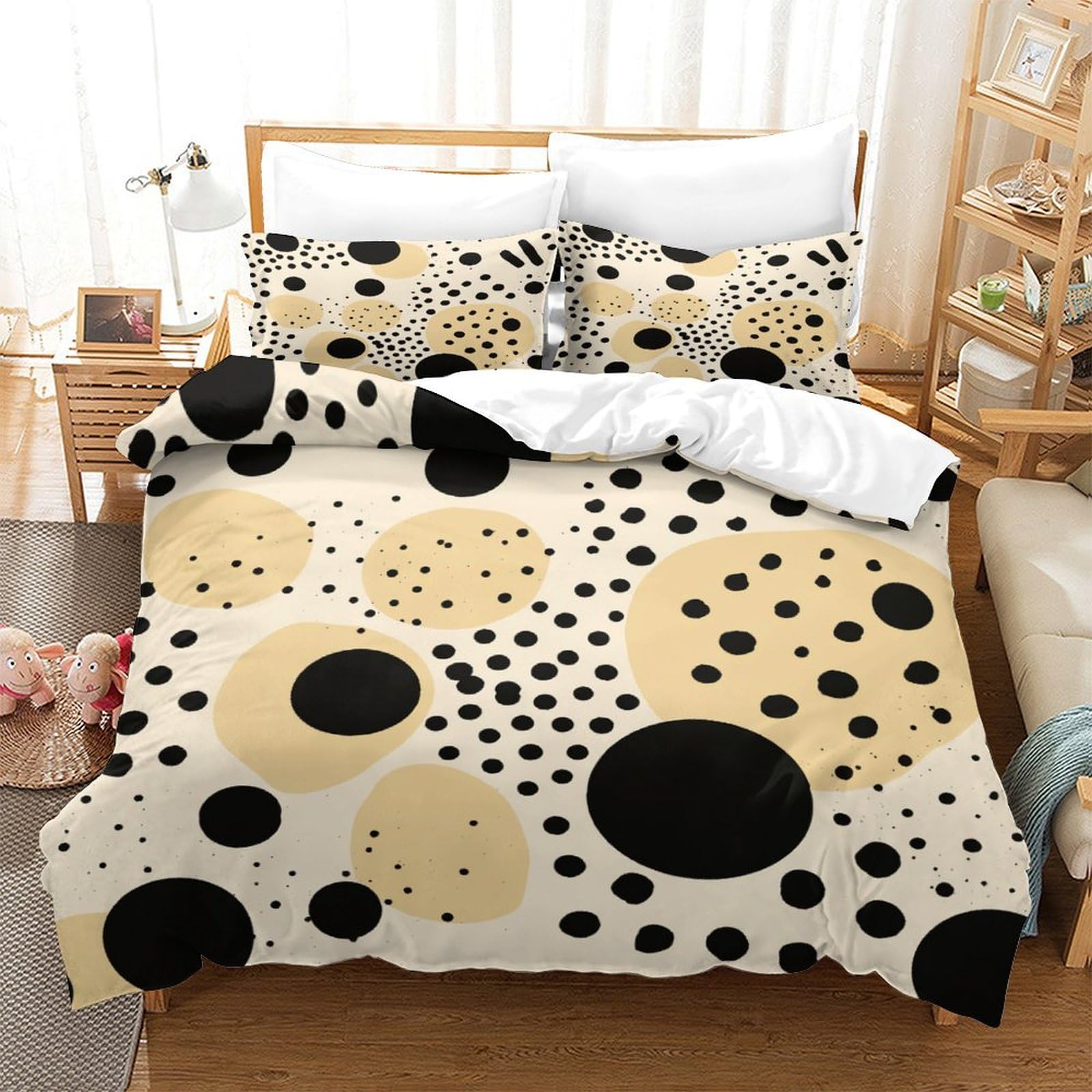P1S9U7W5Y Contemporary Polka Dot 3D Printed Duvet Cover Set 3pcs Microfiber Dot Bedding Set King