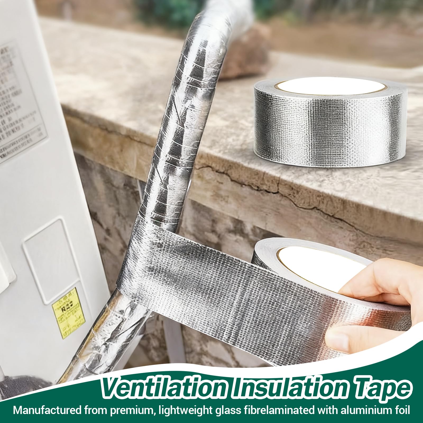 2 unidades de cinta de protección contra el calor, autoadhesiva, 5 m x 5 cm, cinta adhesiva de aluminio para protección contra el calor, tubo de escape con 12 bridas, kit de reparación de escape