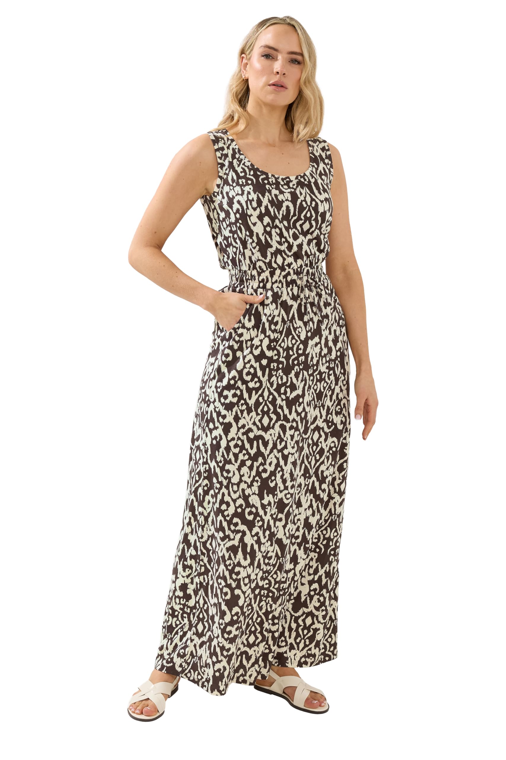 Long Tall Sally Women's Chocolate Tall Aztec Tie Waist Maxi Dress In | Size: 20