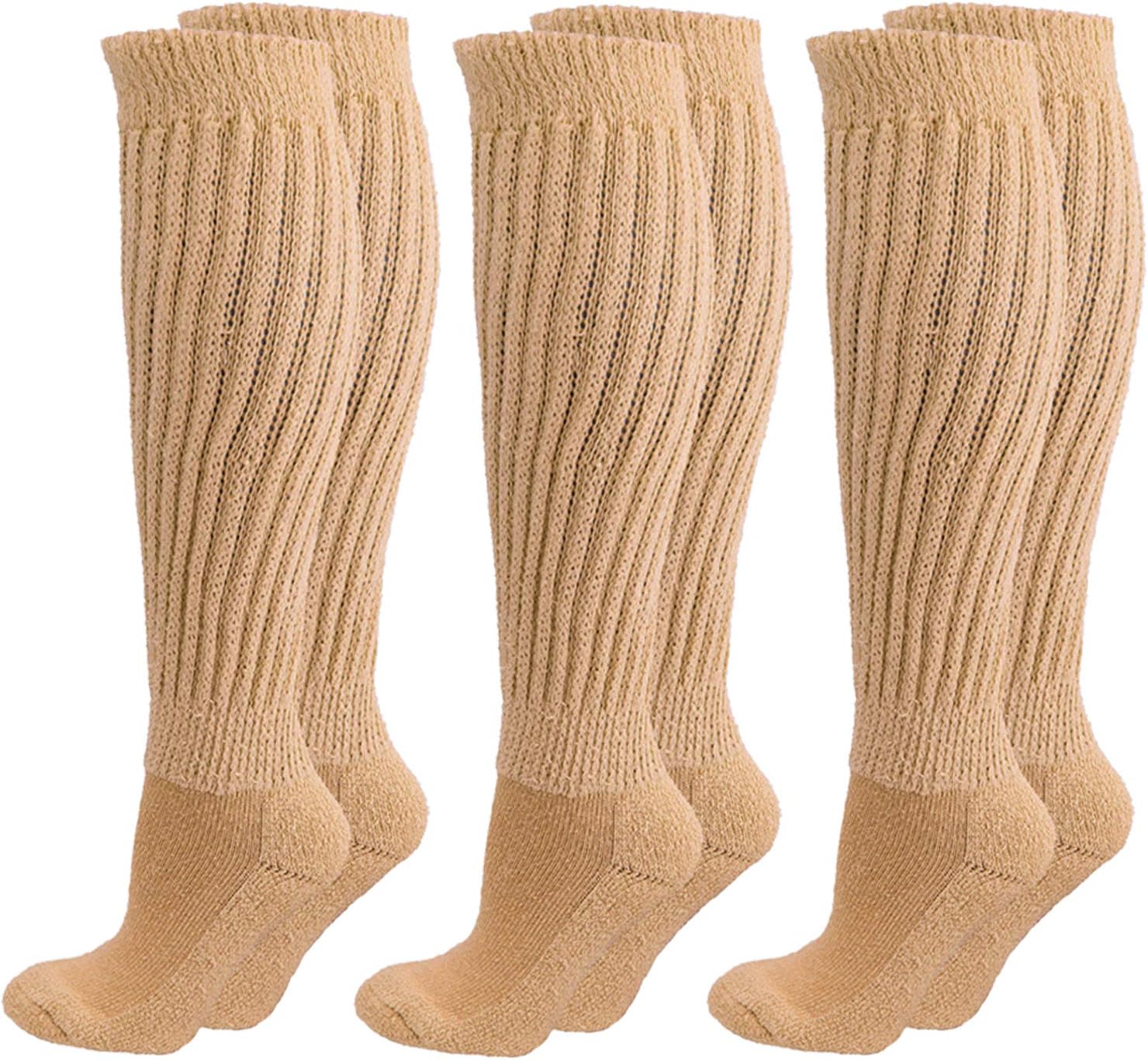 Luxury Divas All Cotton 3 Pack Extra Heavy Slouch Socks Made In USA