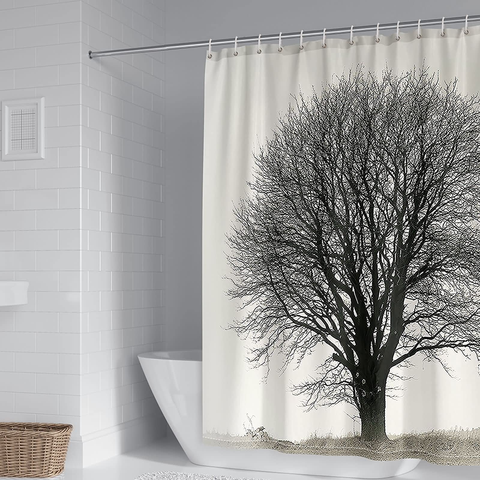 Rideau de douche l'arbre gris KnSam pour une salle de bain moderne