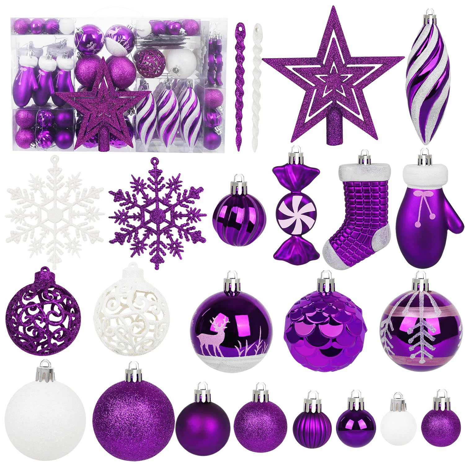 Miaikoe 135 pièces Boule de Noël Ornements Ensemble