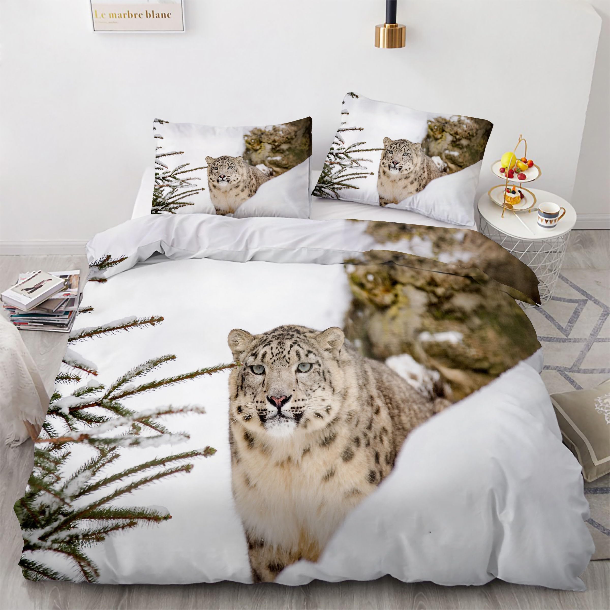 Housse de couette léopard 90x190 en microfibre douce et zippée respirante