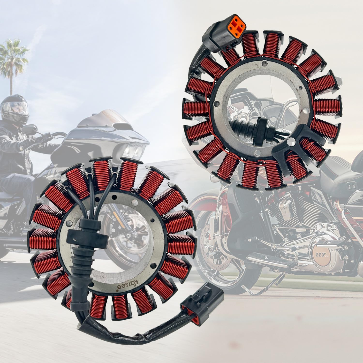 KARSEE 30017-07 Motorcycle Stator Coil Compatible with Harley Davidson Dyna, Softail, FLSTF, FLSTC, FXST Models 2007 30017-07T