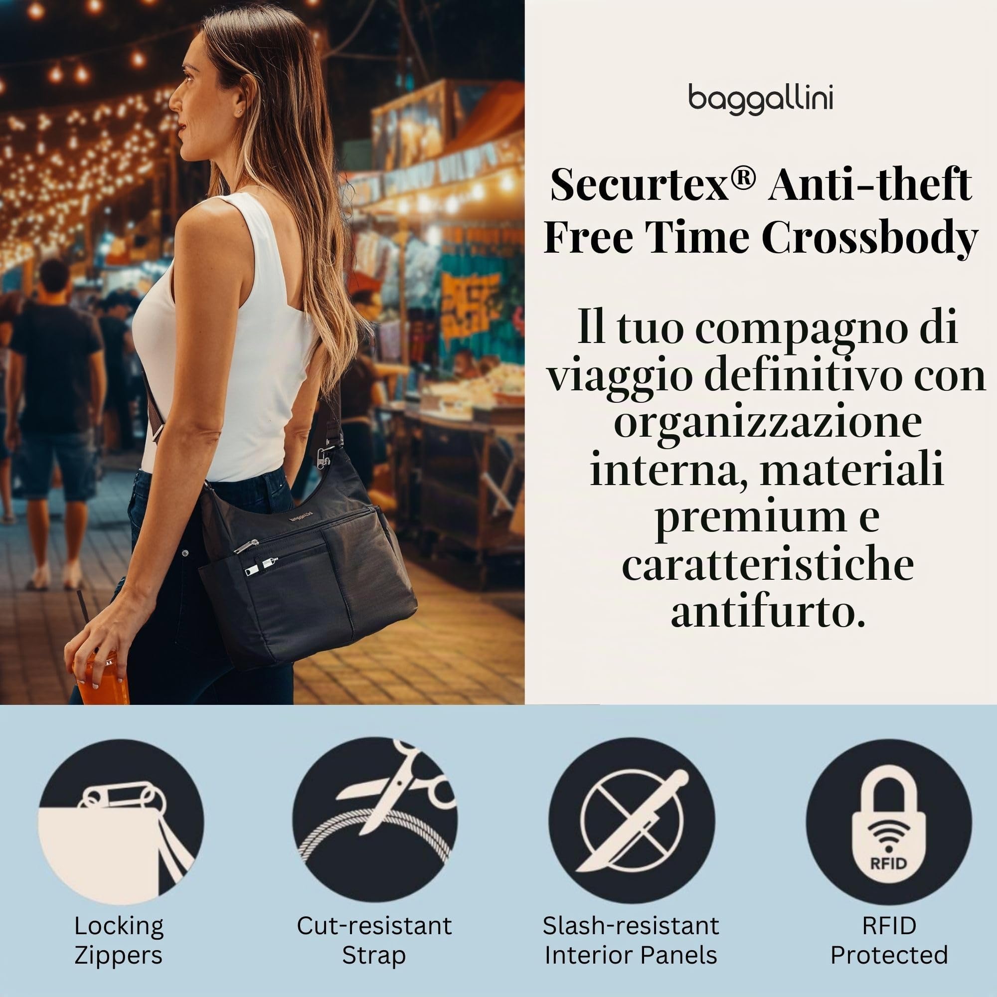 Baggallini Securtex Anti-Theft Free Time Crossbody Bag