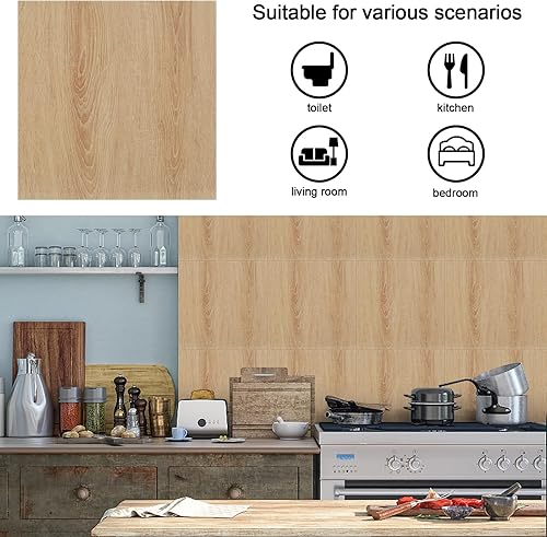 Miniatura 4 de 22 azulejos de mármol de metro para despegar y pegar, autoadhesivos de 11.8 x 11.8 pulgadas, autoadhesivos, impermeables, para pegar en el protector