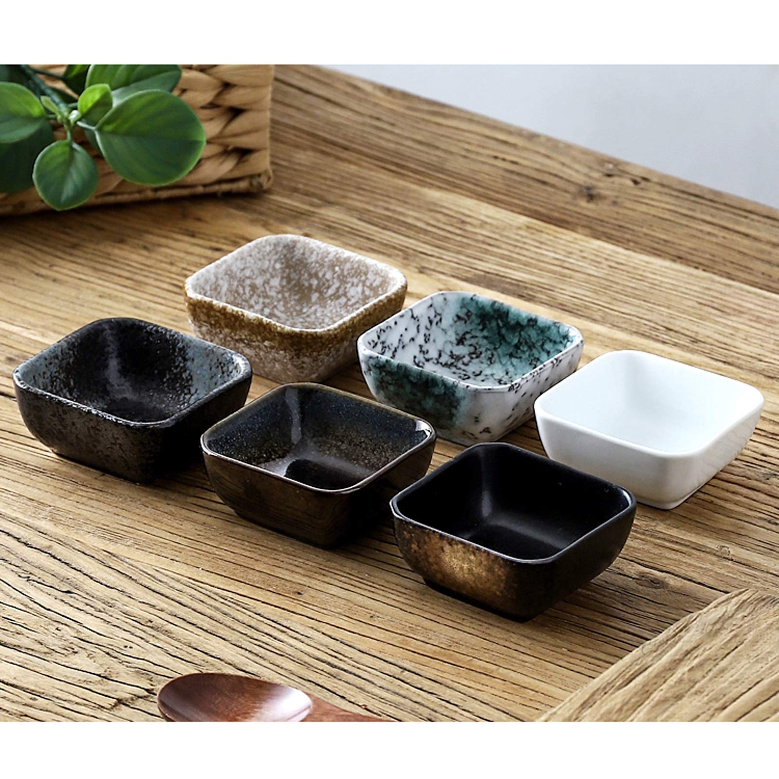 Dipschälchen 3.3 oz Keramik Dip / Tauchschalen Set - Tauchen Sojasauce-Gerichte / Schüsseln Kleine Sauce-Tassen für Sushi-Tomatensauce, Soja und Servierschalen Set von 4 Saucen Schalen ( Size : F )