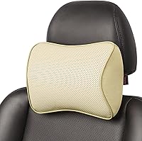 Vista 14 de Aukee Almohada para reposacabezas de coche con funda de piel auténtica, cojín de espuma viscoelástica para el cuello para conducir en casa y Negro