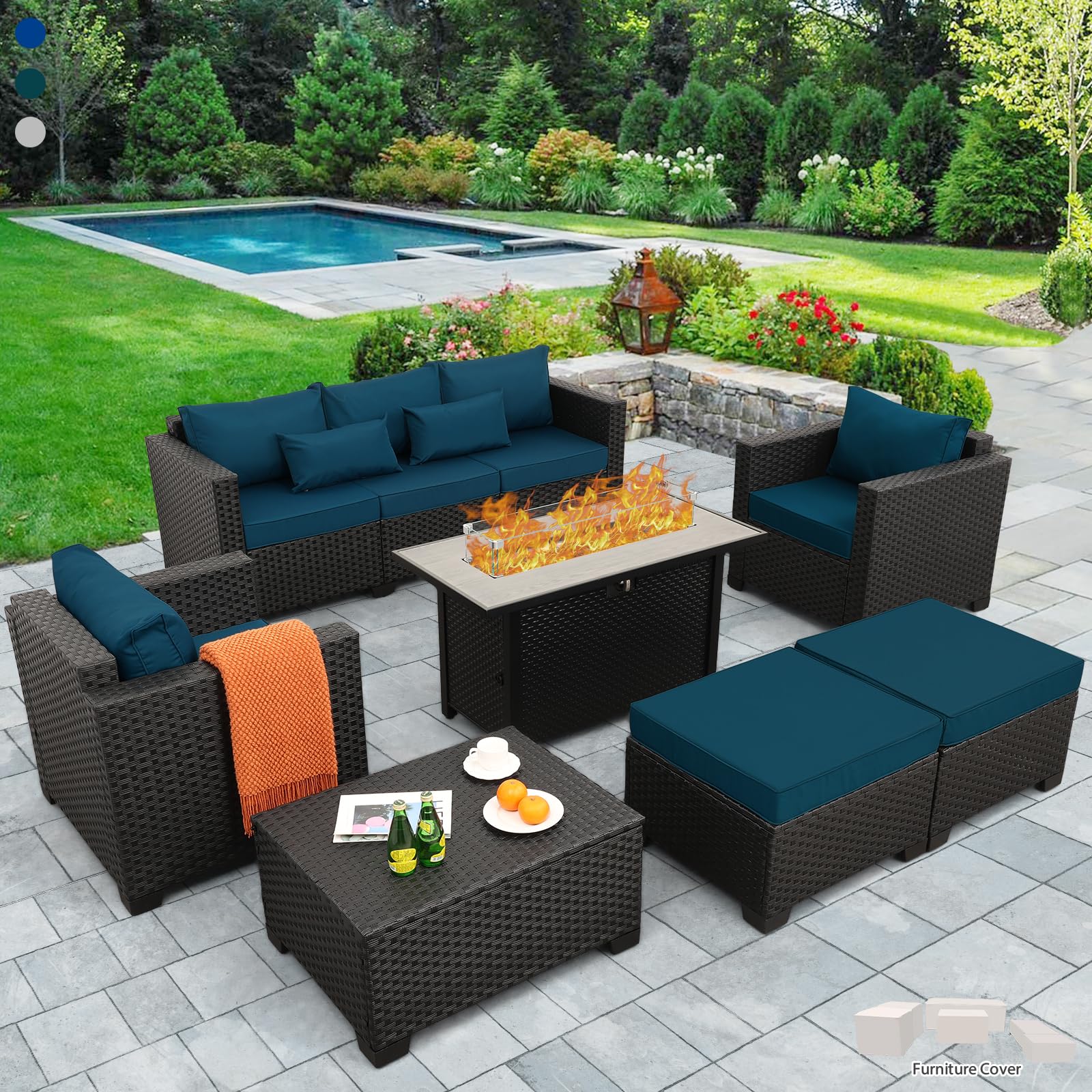 Rattaner 7pc Firepit Set