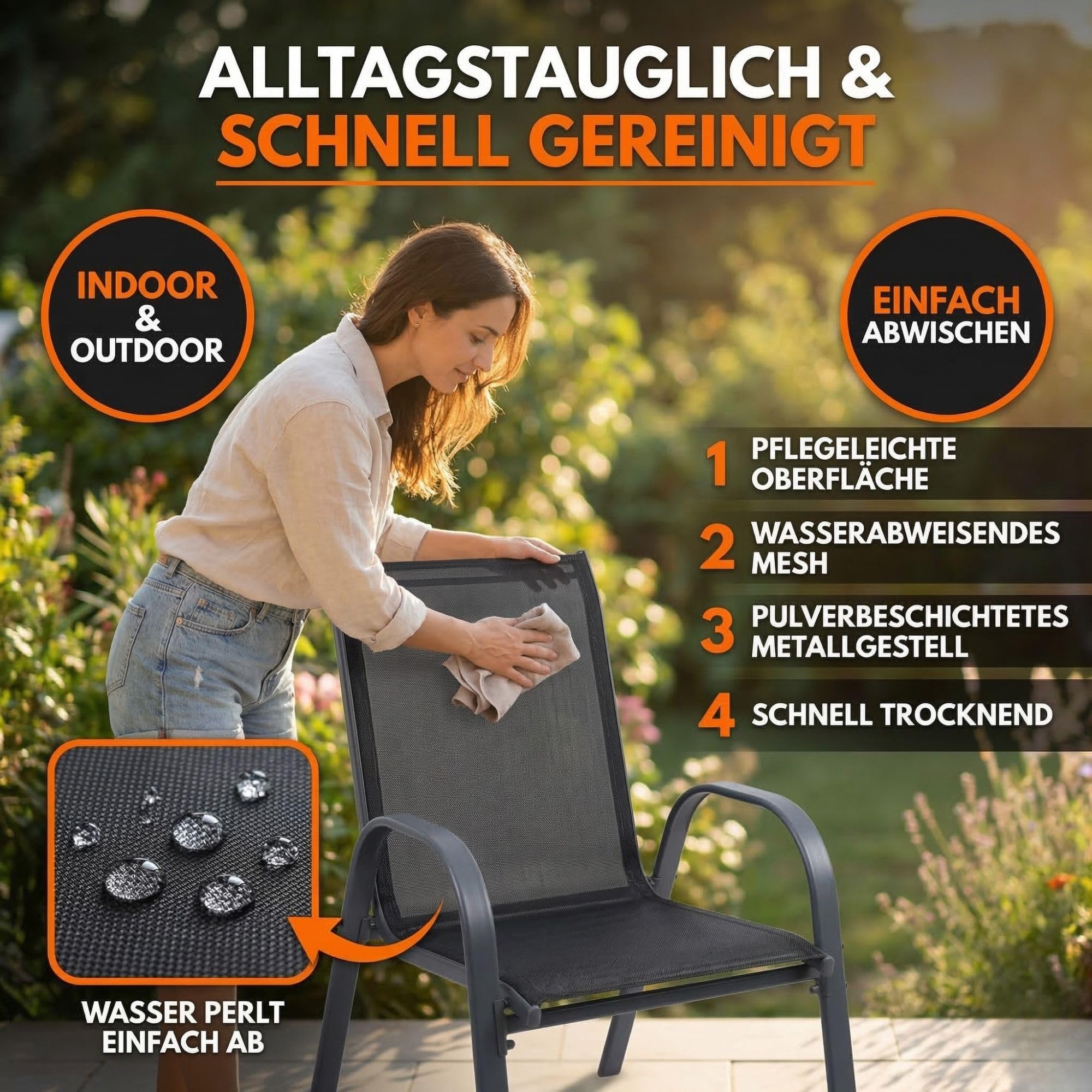 ALBATROS Gartenstühle 2er Set Kuba – stapelbar mit robustem Metallgestell - hohe Belastbarkeit – Bequeme Stapelstühle auch als Terrassenstühle oder Balkonstühle - verbesserte Version 2026