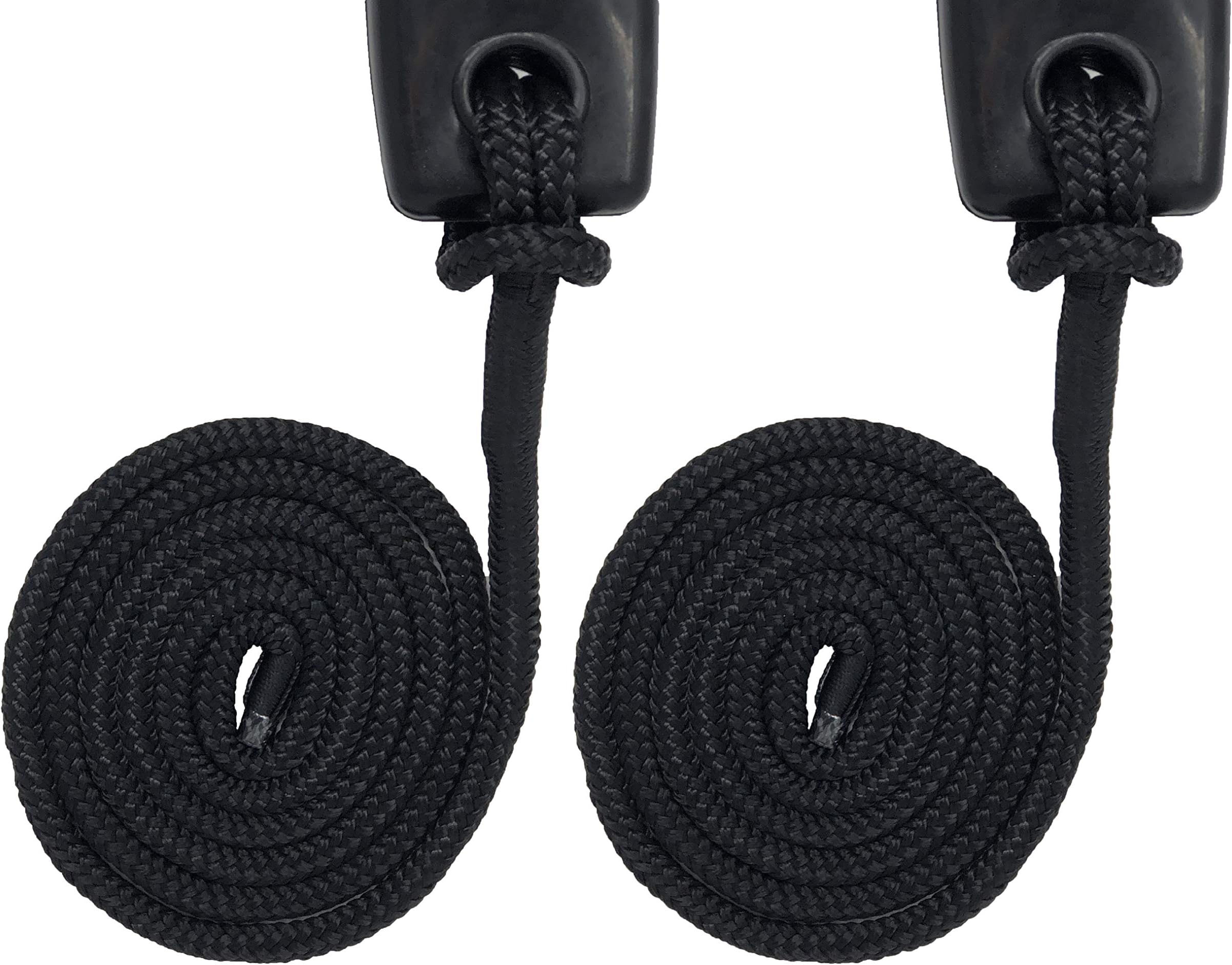 Fender Line - 2 Pack Premium Double Braided Nylon 6' x 3/8" Boat Fender Lines with 5" Fender Loop - Boat Accessories, Black