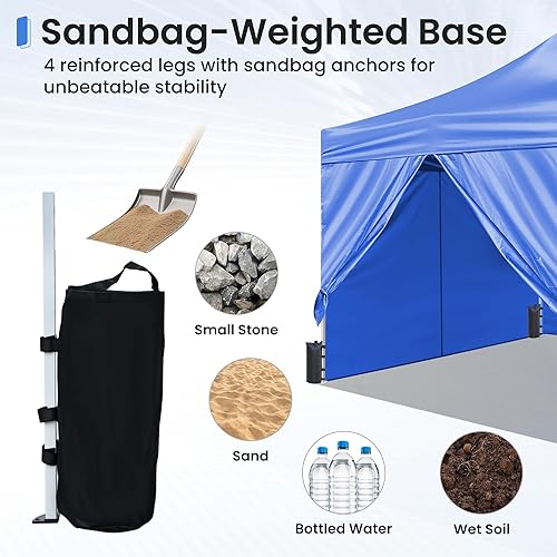 Miniatura 5 de Toldo desplegable para tienda de campaña de refugio instantáneo, parasol portátil para exteriores (azul claro, 10 x 10 pulgadas con paredes