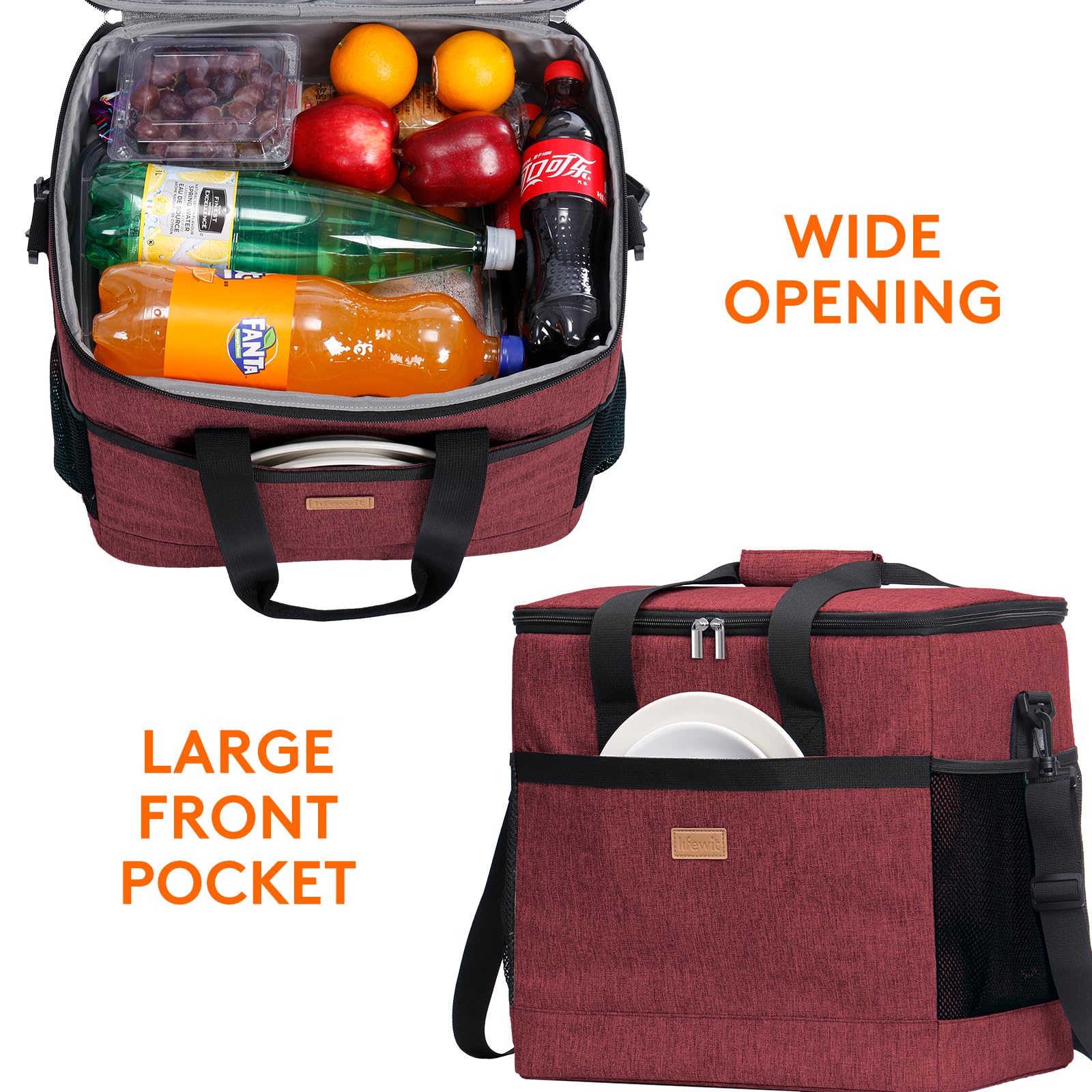 Lifewit Cooler Bag 60 Cans Collapsible and Insulated Large Lunch Bag Leakproof Soft Cooler Portable for Camping/BBQ/Family Outdoor Activities - Image 3