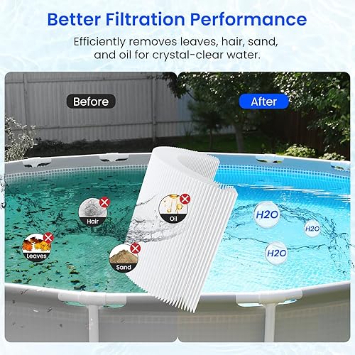 Miniatura 6 de Future Way Paquete de 6 cartuchos de filtro de piscina tipo H de repuesto para bomba de filtro Intex 330 GPH para piscinas sobre el suelo