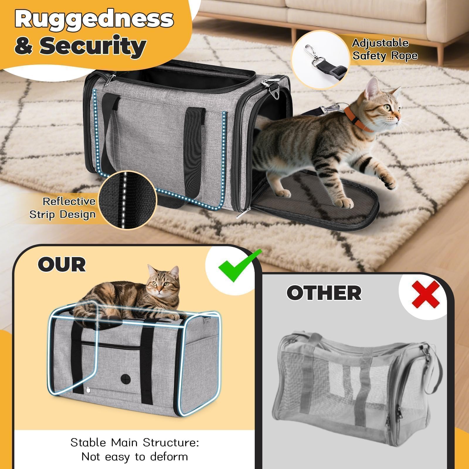 Portador de mascotas de lado suave para perros gatos, Bolsos