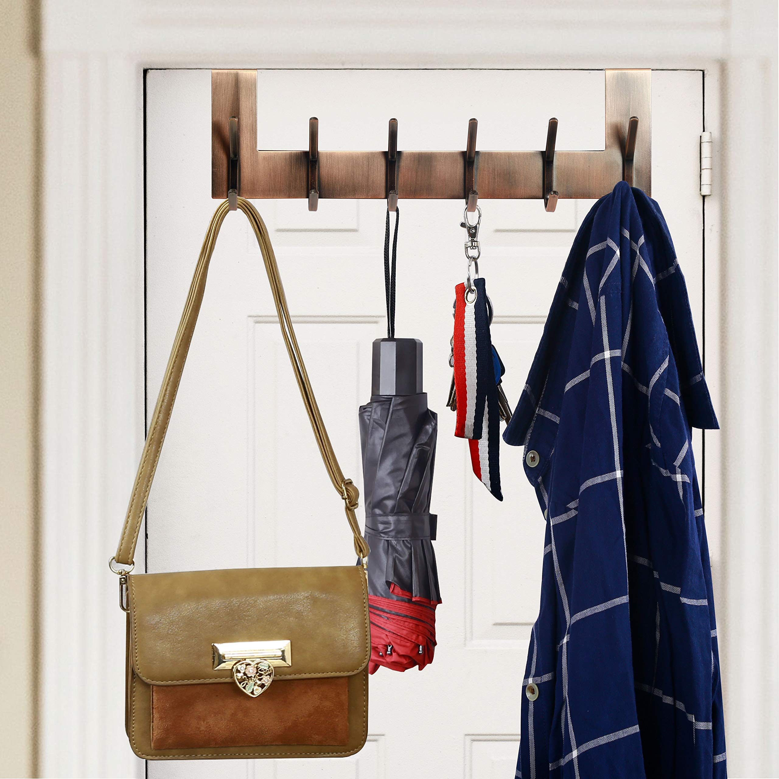 WEBI Over The Door Hook for Hanging,Over The Door Towel Rack,Over Door Hanger Coat Rack for Hanging Clothes,Towels,Hats,Coats,Behind Back of Bathroom,Antique Copper,2 Packs - Image 4