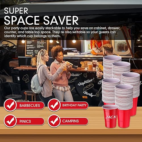 Miniatura 5 de 200 vasos desechables de plástico de 16 onzas para fiestas, vasos de plástico, vasos desechables para bebidas para fiestas de cumpleaños, Halloween,