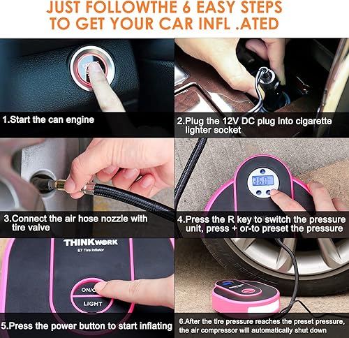 Miniatura 31 de THINKWORK - Kit de emergencia de automóvil, kit de asistencia de emergencia en carretera con cables de arranque de 10 pies, kit de primeros Rosado