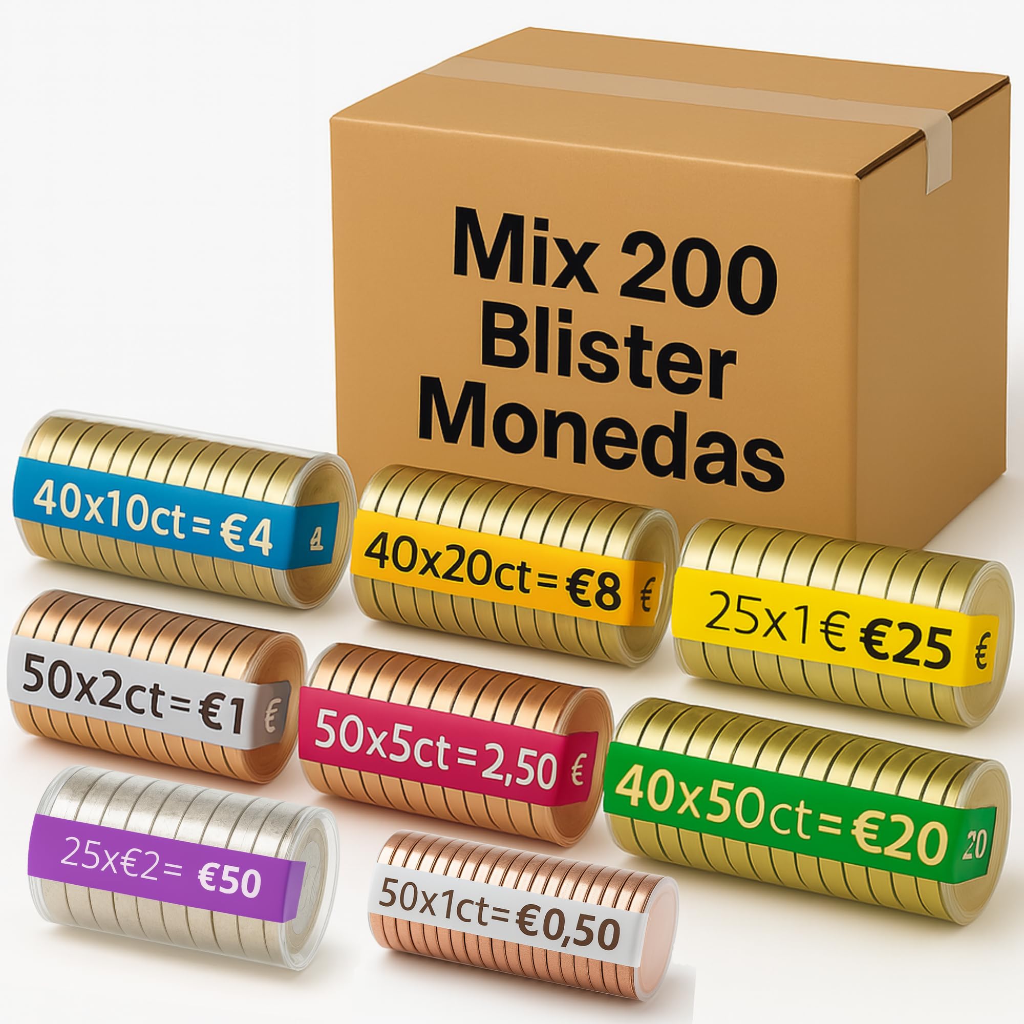 Blister Per Monete Euro - Mix 200 Pezzi, Contenitori Per 1-2-5-10-20-50 Cent E 1-2 Euro - Foto 8
