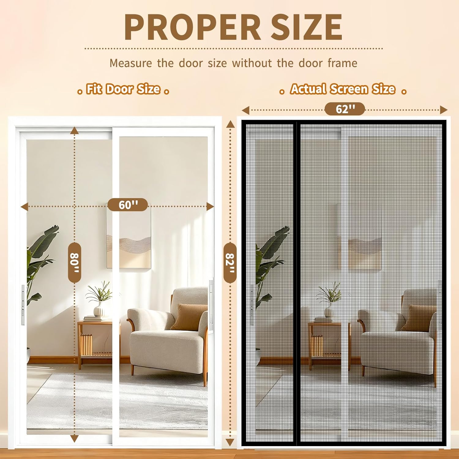 Reversible Side Opening Magnetic Screen Door for Sliding & French Doors,Upgraded PETG Mesh Anti-Tearing, Heavy Duty & Strong Magnetic, Pet and Kid Friendly - Screen Door 74"x82"