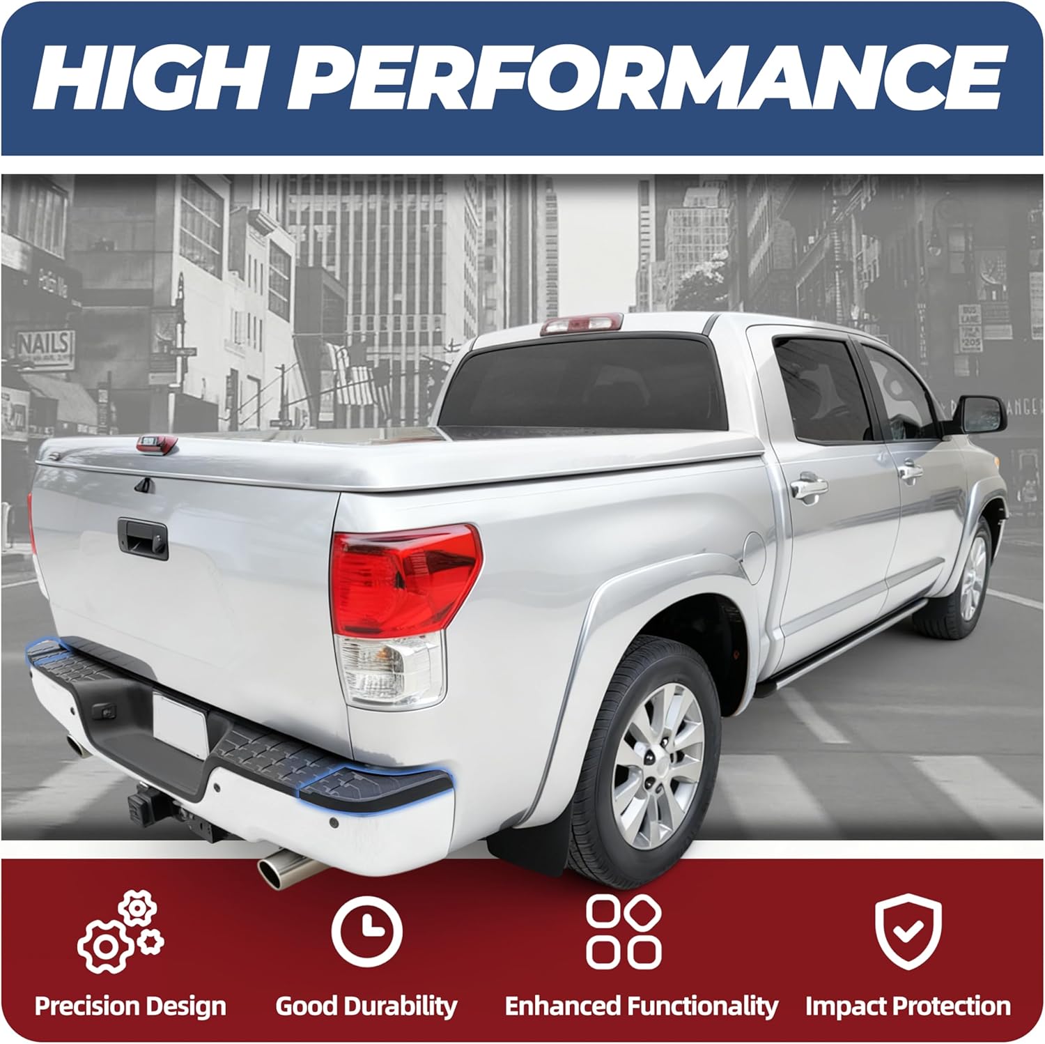 HECASA Rear Bumper Step Pad Compatible with 2007-2014 Toyota Tundra Replacement for 521630C040 521640C040 TO1196100 TO1197100 Left & Right Side Protector Guards Cover Plastic Black