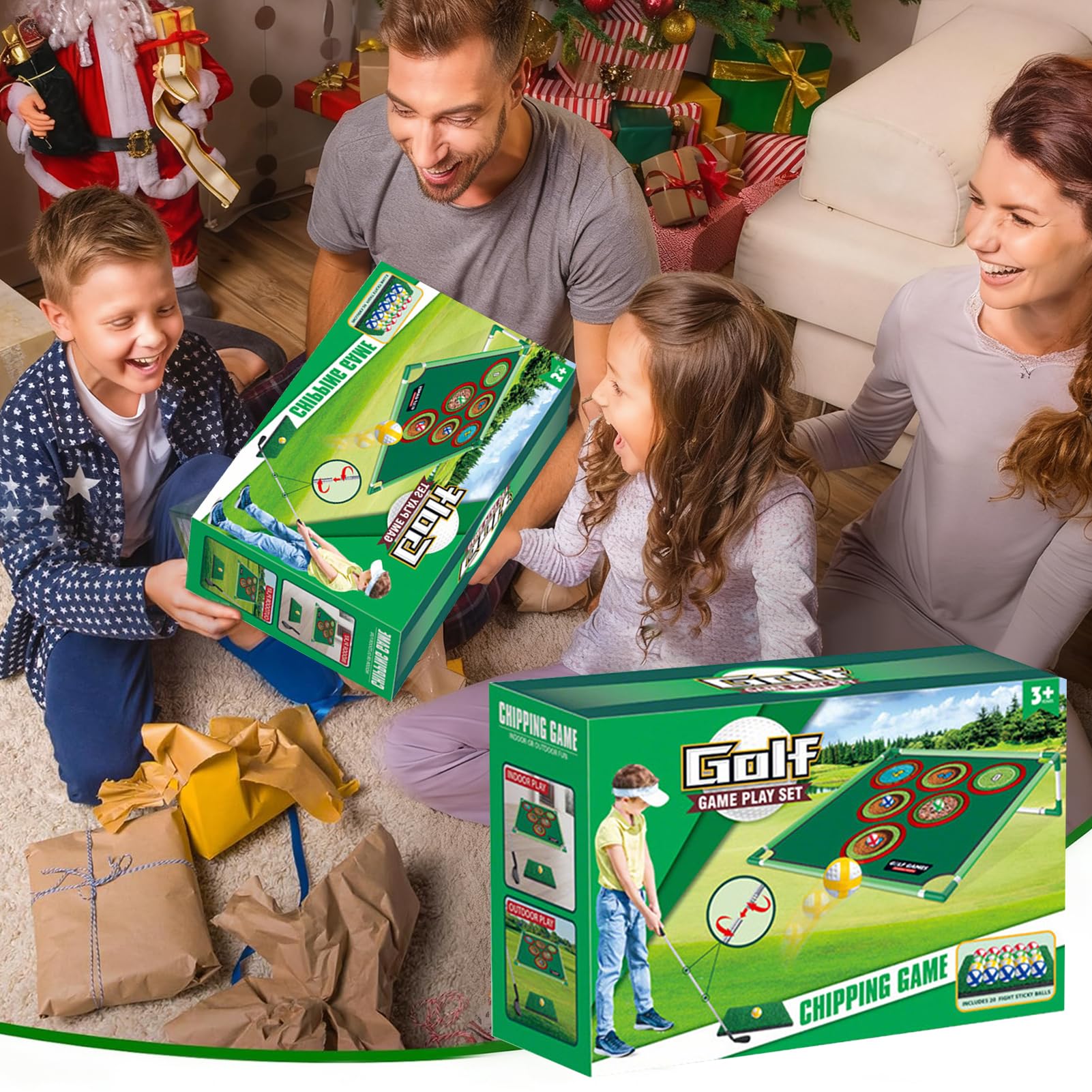 Golf Spielset für Zuhause mit Puttmatte, Klebebällen & Tragetasche – Cornhole-Spiel für Garten, Jugendliche & Erwachsene