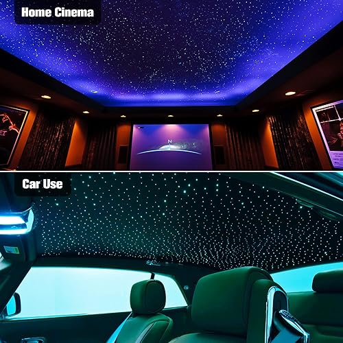 Miniatura 9 de CHINLY Twinkle - 450 piezas de 0.03 pulgadas 9.8 pies para uso en automóvil, Bluetooth, RGBW, aplicación de fibra óptica, modo de música remoto, kit