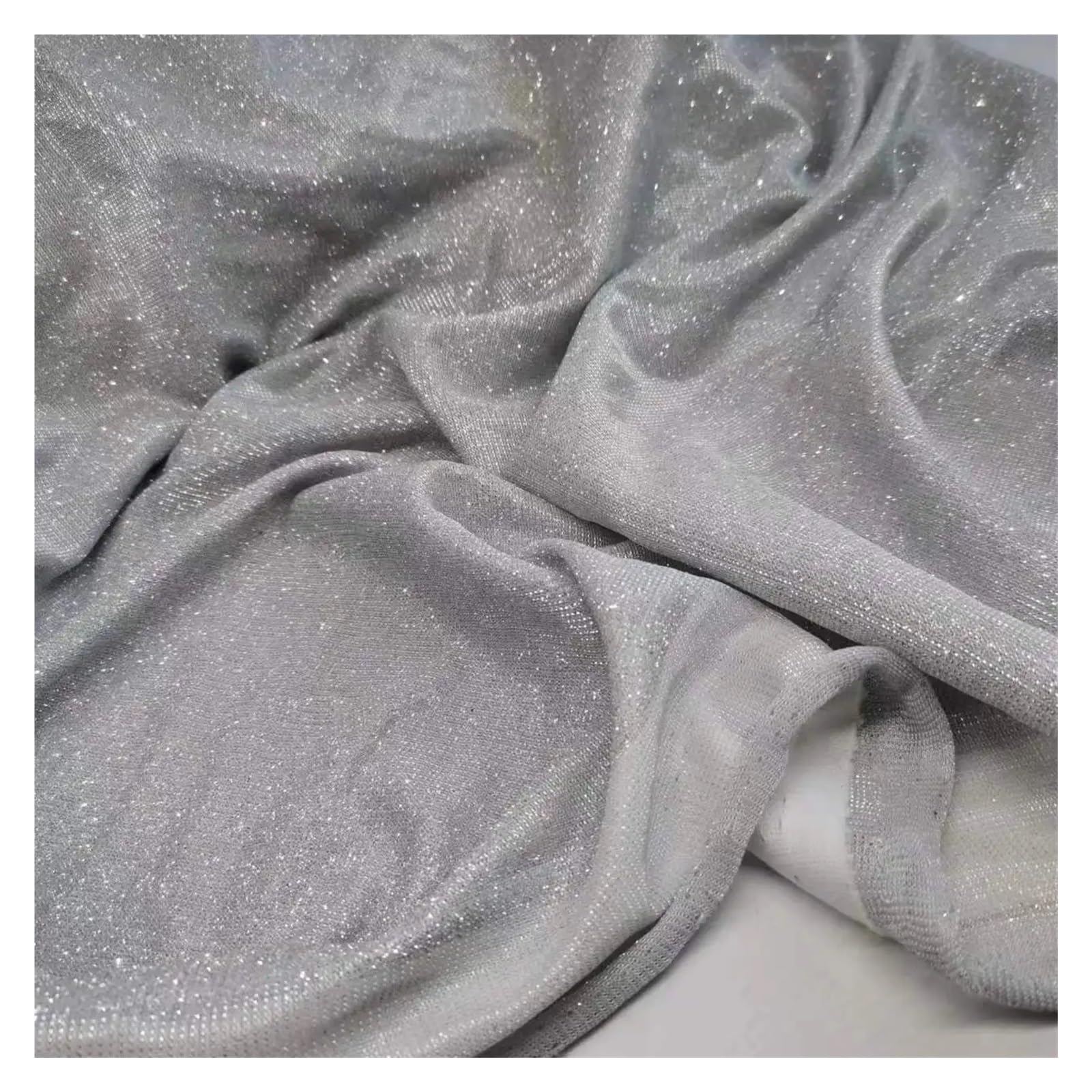 Fabric, Fashionable Polyester Composite Glitter Fabric for Bridal Dress Decoration Multicolor 50x148cm(1 White)