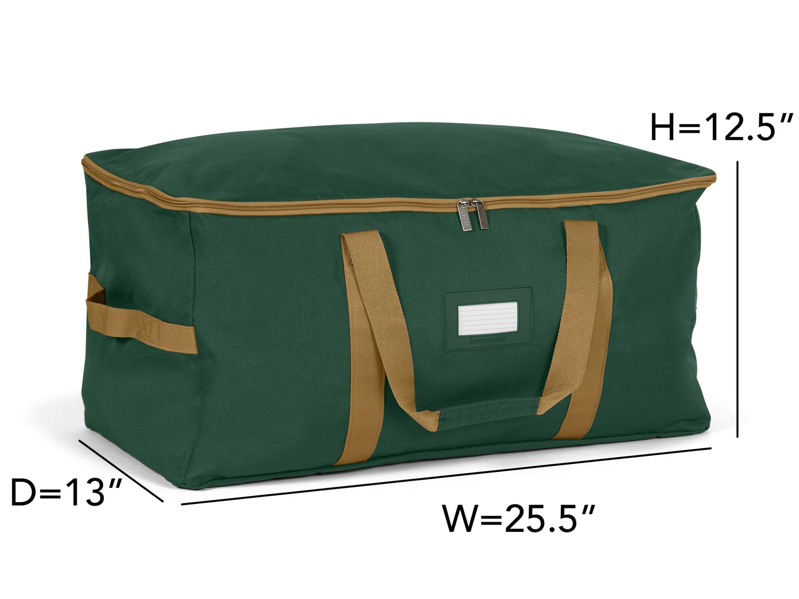 Covermates Keepsakes Adjustable Ornament Storage Bag, Carrying Handles, Padded Protection - Holiday Storage, Green