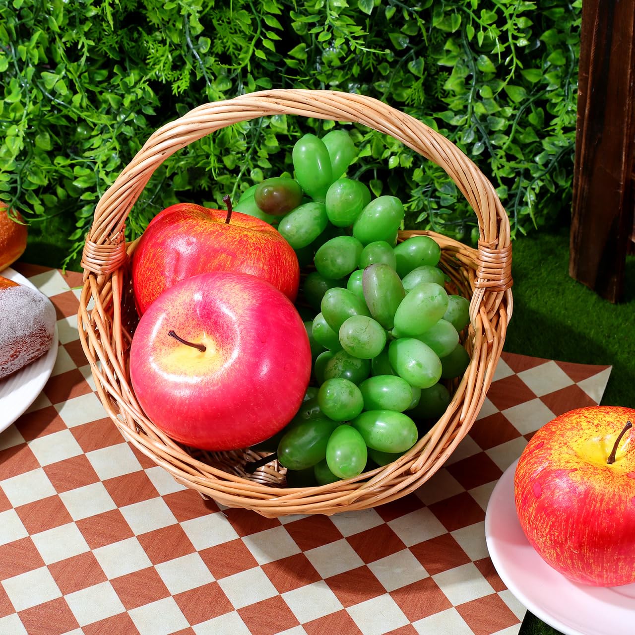 Toddmomy Cesto di fiori in rattan intrecciato a mano, cestino in paglia di salice, cestino per frutta, verdura, pane, picnic, matrimoni, fiori, ragazze, cestini con manico, per decorazioni rustiche
